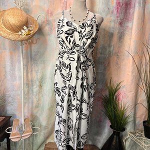 White and Black V-Neck Sundress